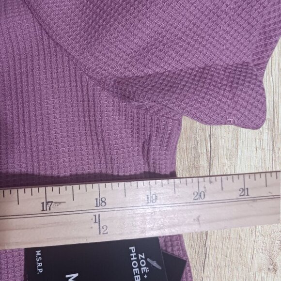 Zoe + Phoebe Mauve Short Sleeve Waffle Knit Top Size Medium Casual Wear - Picture 3 of 7